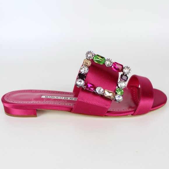 NEW MANOLO BLAHNIK Crystal Buckle Sandals- Evening, Wedding, Cocktail, Party - Picture 3 of 12